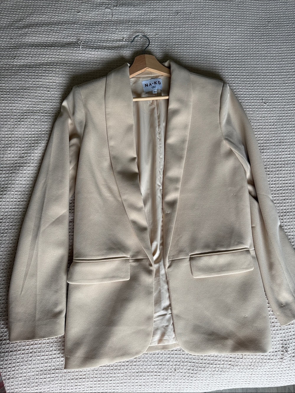 NA-KD Cream Open-Front Blazer